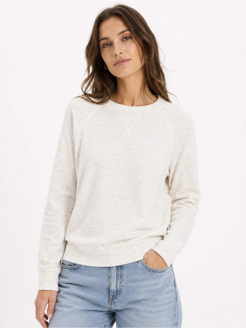 rag & bone Cream Speckled Crewneck Sweatshirt